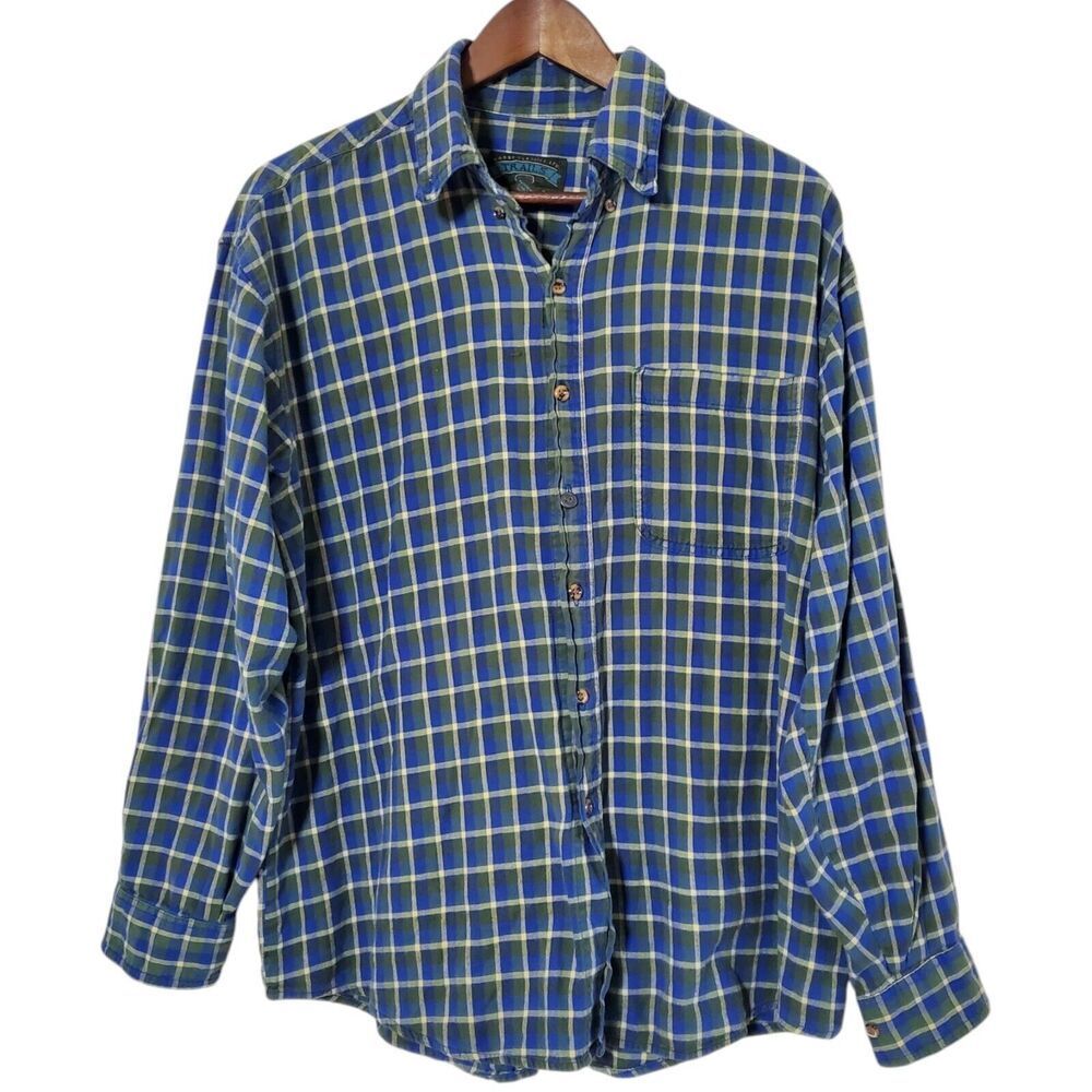 Vintage Darby Classics Trails Shirt Size L Plaid Long Sleeve Button Up 90s Mens